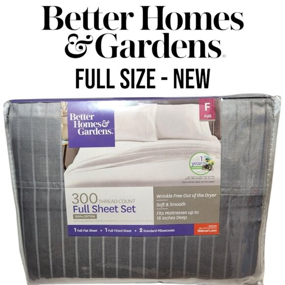 100% Cotton 300 Thread Count Sheets set FULL DOUBLE Mattress Gray Silver beds - Picture 1 of 4